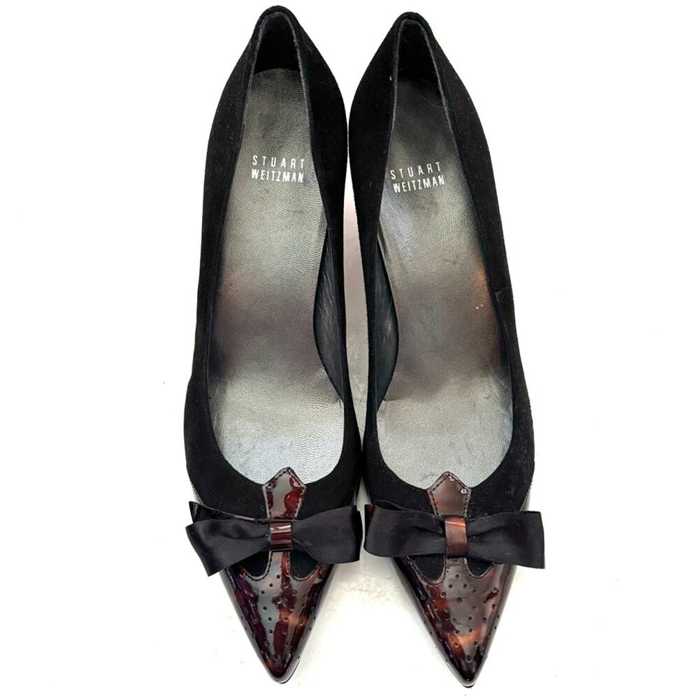 Stuart Weitzman Black Suede Tortoise Shell Satin … - image 2